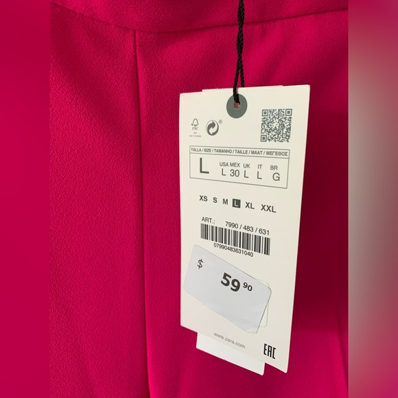 Zara hot pink full length pants NWT - Picture 4 of 4
